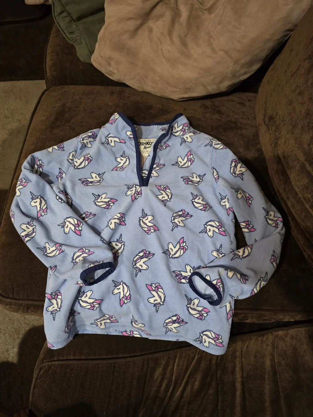 OshKosh B'gosh Light Blue Unicorn Kids Fleece Pullover Pajama Top